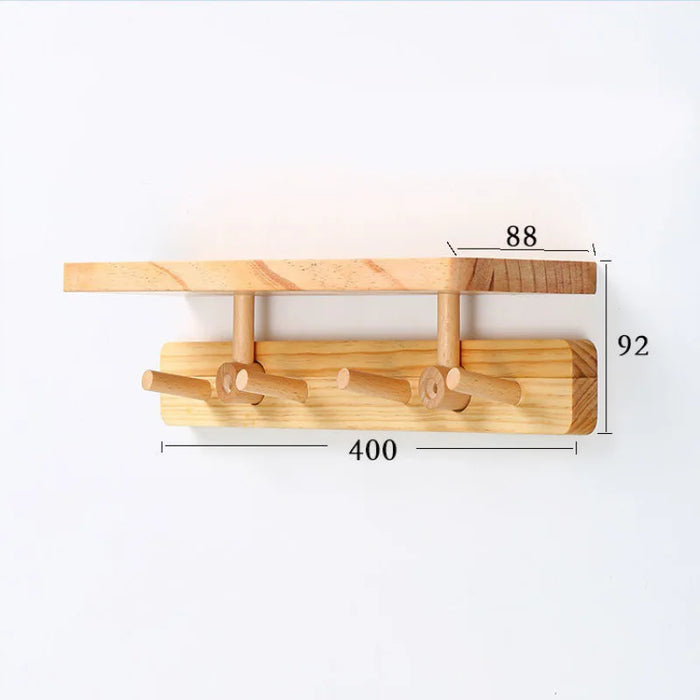 Coat Rack Wood Hallway Hat Hook Hanger Bedroom Door Wall-Mounting Hook Corner Room Kitchen Toilet Wall Brack Storage Hook