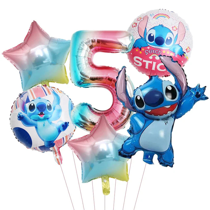 6pcs Disney Lilo & Stitch Party Balloons Stitch 32" Number Balloon set Baby Shower Birthday Party Decorations Kids Toy Gifts