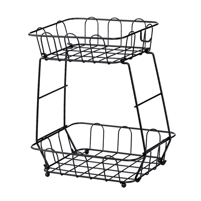 Fruit Storage Basket Dual Tier Small Item Storage Rack Bread Basket Vegatable Storage Stand for Dining Table Countertop Kitchen