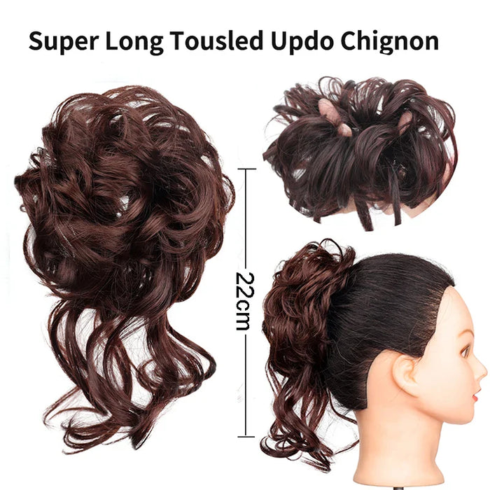 MANWEI Synthetic Curly Donut Chignon With Elastic Band Scrunchies Messy Hair Bun Updo Hairpieces Extensions for Women