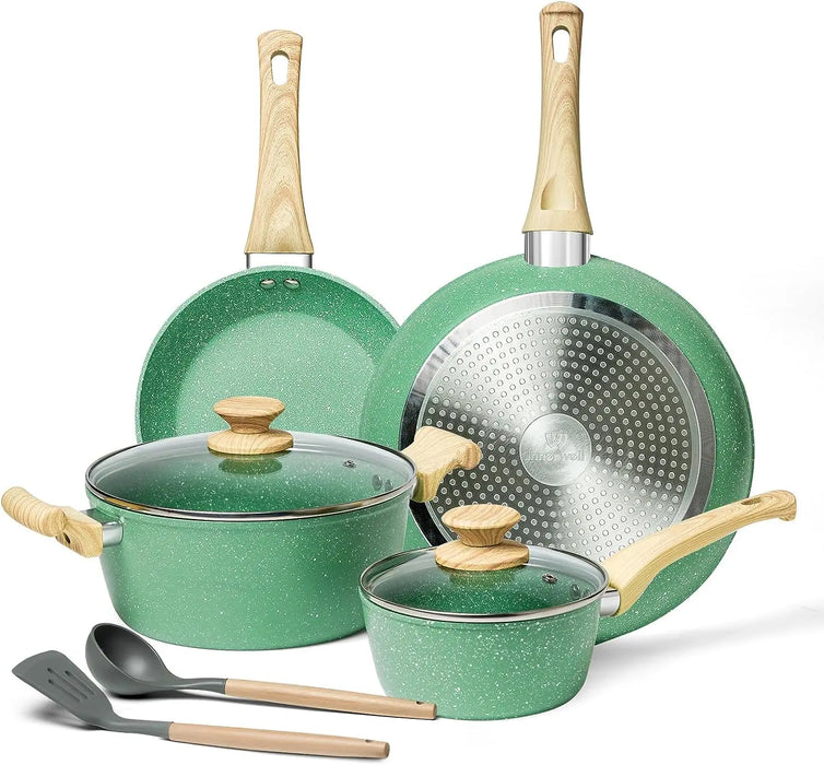 8 Piece Set, Easy Care Nonstick Cookware, Dishwasher Safe Cookware Sets Pots and Pans Nonstick Kitchen Cookware Set