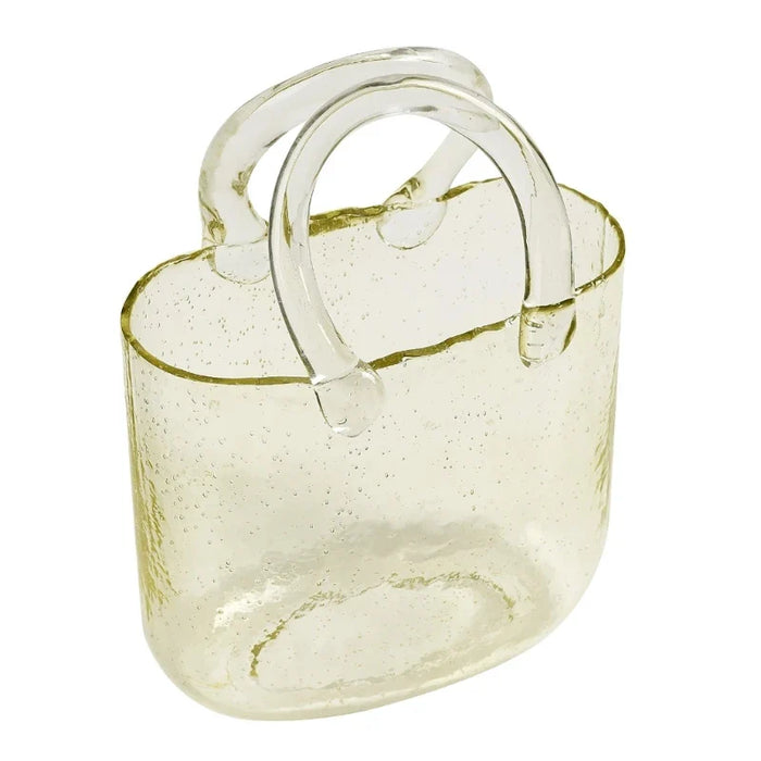 Clear Glass Vase Fish Tote Bag Flower Handbag Bag Vase Desktop Centerpiece for School Office Bedroom Decoration