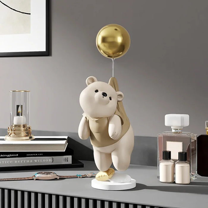 Creative Balloon Polar Bear Resin Ornaments, Home Decor Crafts, Office Desk Figurines, Bookcase Sculpture Craft