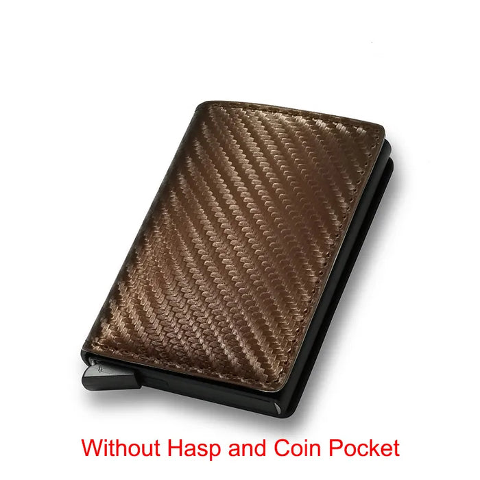 Carbon Fiber Slim Aluminum Men Wallet ID Credit Card Holder Mini RFID Wallet Automatic Pop up Bank Card Case Black Vallet 2023