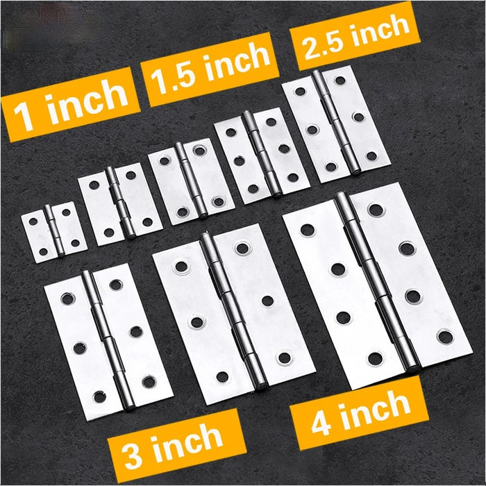 2Pcs Stainless Steel Flat Hinge Cabinet Doors 1 inch 1.5 inch 2inch 2.5 inch 3inch 4inch Windows Hinge Wooden Box Mini Hinge