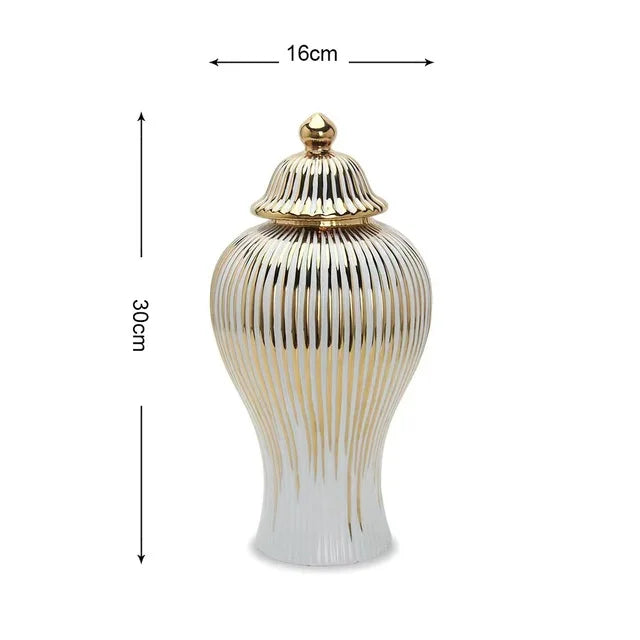 Ceramic Light Luxury Electroplated General Cans European Style Flower Vase Crafts Decorative Decorative Storage Tanks with Soft