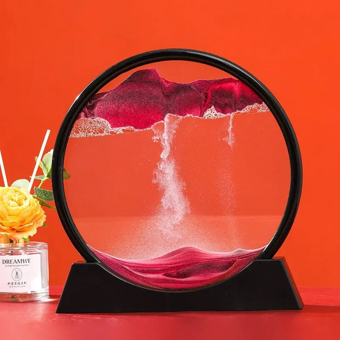 3D Moving Sand Art Nordic Creative Oranment Liquid Hourglass Flowing Sand Sandscape Round Quicksand Painting Home Decor Gifts