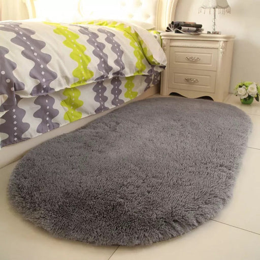 New Thick Fluffy Rugs Cute 40*60cm Oval Anti-skid Carpet Shaggy Area Rug Carpet Home Bedroom Dining Room Floor Mat Fashion