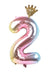 2pcs 32inch Rainbow Number Foil Balloons with Crown for Kids Boy Girl 1st Birthday Party Decorations Rose Gold Figures Globos