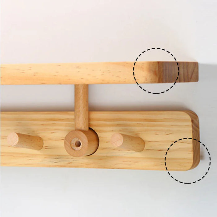 Coat Rack Wood Hallway Hat Hook Hanger Bedroom Door Wall-Mounting Hook Corner Room Kitchen Toilet Wall Brack Storage Hook