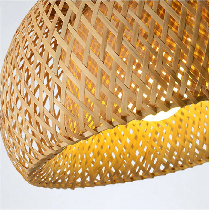 Chassis Ceiling Lamp Hand-Woven Hanging Bamboo Chandelier Pendant Kitchen Supermarket Study Living Room Home E27LED Lighting