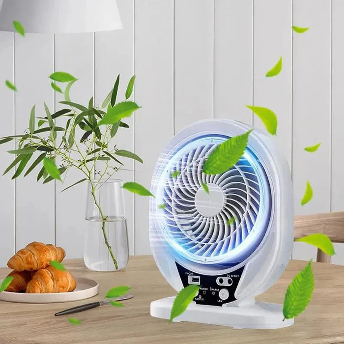 8 Inch Rechargeable Portable Mini Fan Multi-functional Solar Energy with Light Air Conditioner High Wind Power for Home Camping