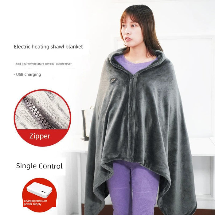 Electric Blanket Rechargeable Heating Blanket Warm Heating Pad Travel Office Lunch Break Shawl Blanket Multifunctional Electric Blanket