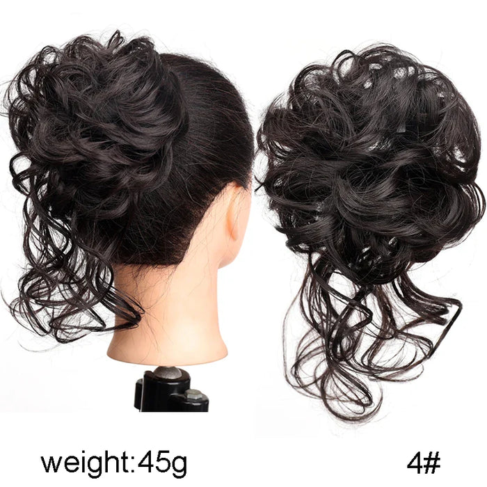 MANWEI Synthetic Curly Donut Chignon With Elastic Band Scrunchies Messy Hair Bun Updo Hairpieces Extensions for Women