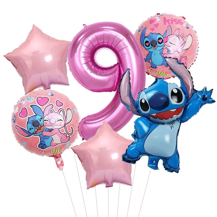 6pcs Disney Lilo & Stitch Party Balloons Stitch 32" Number Balloon set Baby Shower Birthday Party Decorations Kids Toy Gifts