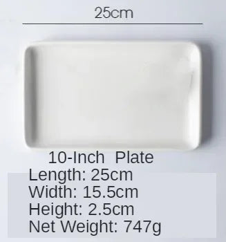 Ceramic Plate White Square Round Western Food Plate Dinner Plate Tableware Multifunctional Storage Tray Home Kitchen Supplies