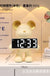 Creative Resin Miniature Bear Clock Figurines Table Ornament Bear Animal Model LED Alarm Battery/Plug-in Use for Home Decor