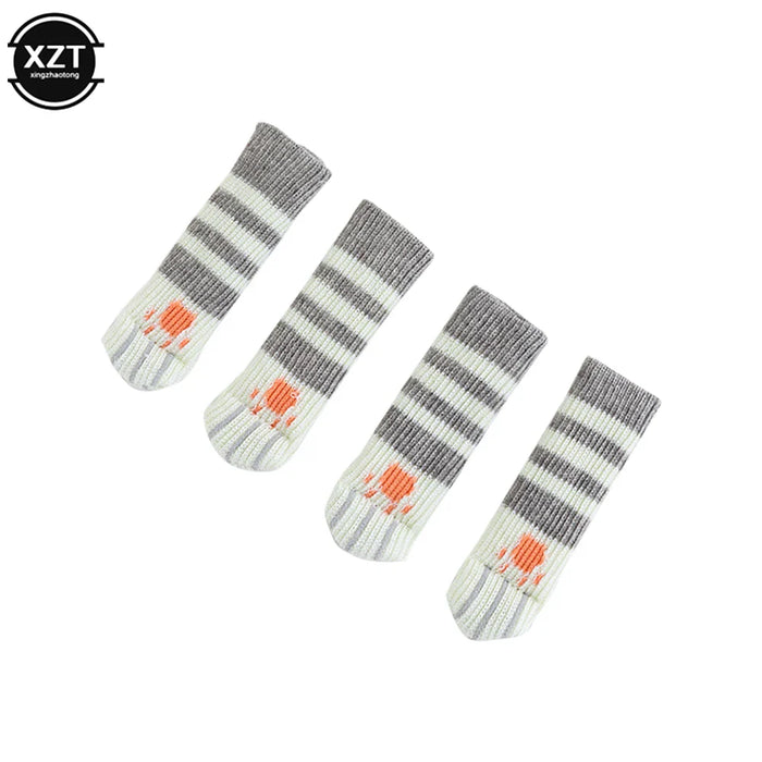 4Pcs Table And Chair Foot Pad Foot Cover Knitted Socks Cat Claw Mute Wear-resistant Non-slip suitable for circumference 6-17cm