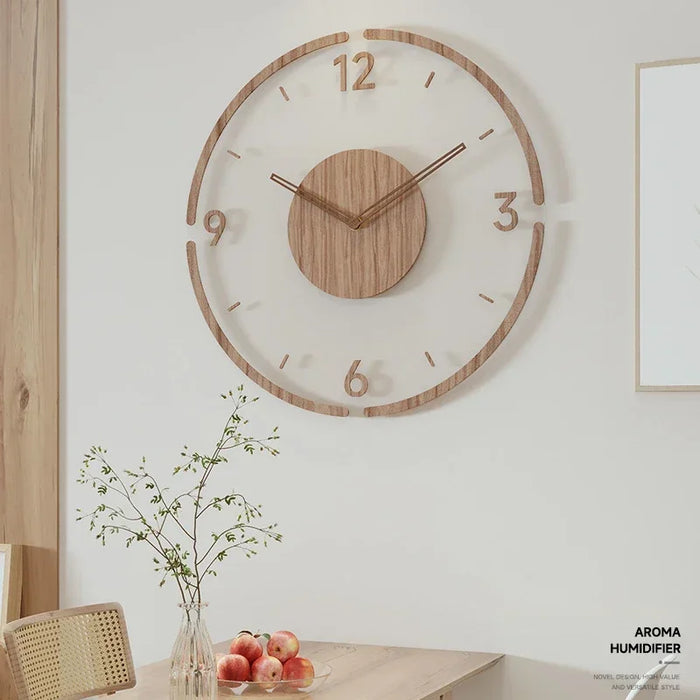 Creative Wall Clock Wood Silent Wall Clock Large Decorative Battery Operated Non Ticking Analog Retro Clock for Living Room