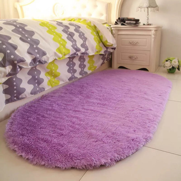 New Thick Fluffy Rugs Cute 40*60cm Oval Anti-skid Carpet Shaggy Area Rug Carpet Home Bedroom Dining Room Floor Mat Fashion