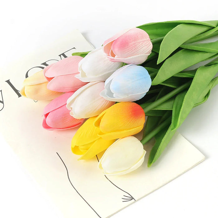 29cm Tulip Artificial Flowers Bouquet 10/5Pcs PE Foam Fake Flower for Wedding Ceremony Decoration Home Room Garden Bouquet Decor