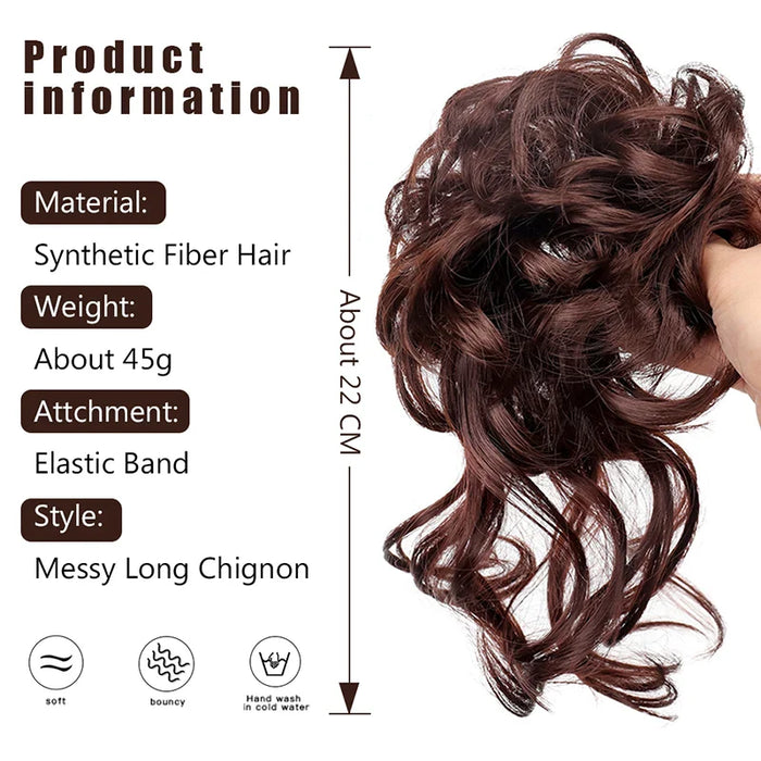 MANWEI Synthetic Curly Donut Chignon With Elastic Band Scrunchies Messy Hair Bun Updo Hairpieces Extensions for Women