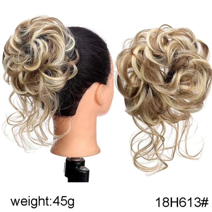 MANWEI Synthetic Curly Donut Chignon With Elastic Band Scrunchies Messy Hair Bun Updo Hairpieces Extensions for Women