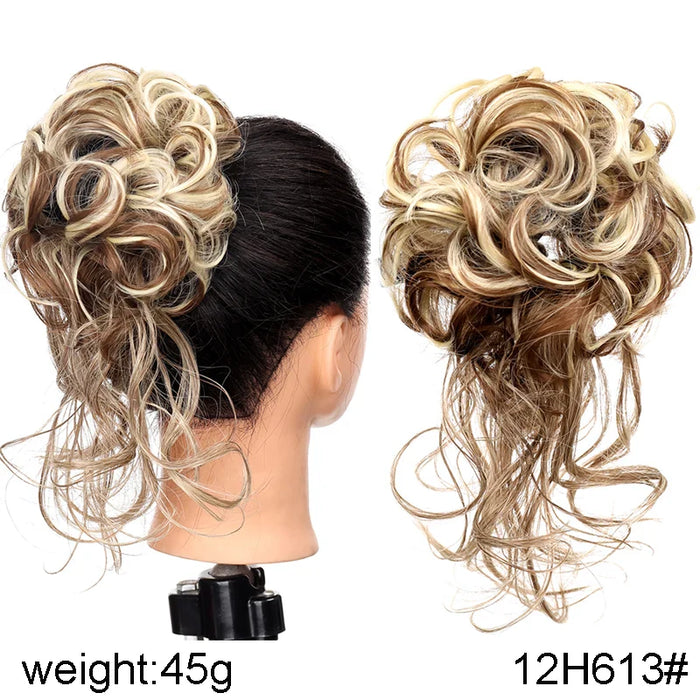 MANWEI Synthetic Curly Donut Chignon With Elastic Band Scrunchies Messy Hair Bun Updo Hairpieces Extensions for Women