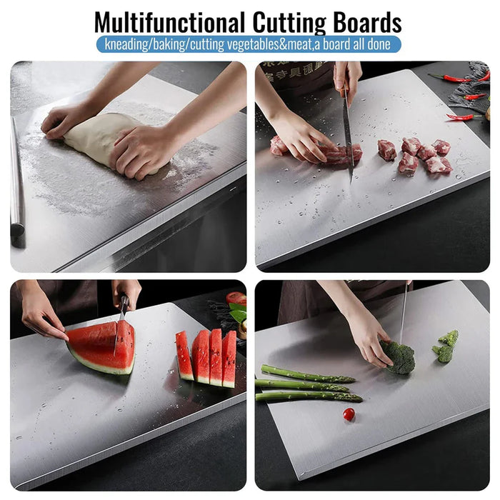 40x30cm Stainless Steel Cutting Board With Lip Home Pizza Food Chopping Board Pastry Baking Board Countertop Protector Kitchen