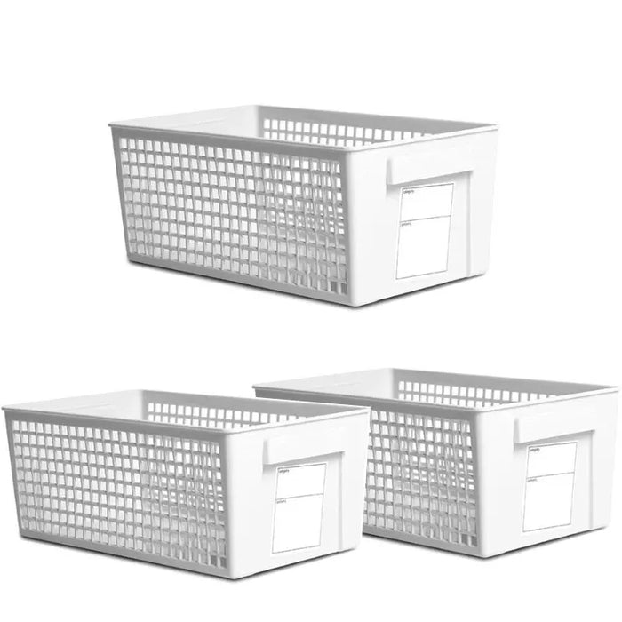 4/3PCS Crate Plastic Storage Box with Label Kitchen Basket Home Storage Supplies Desktop Cosmetic Stationery Organizer Boxes