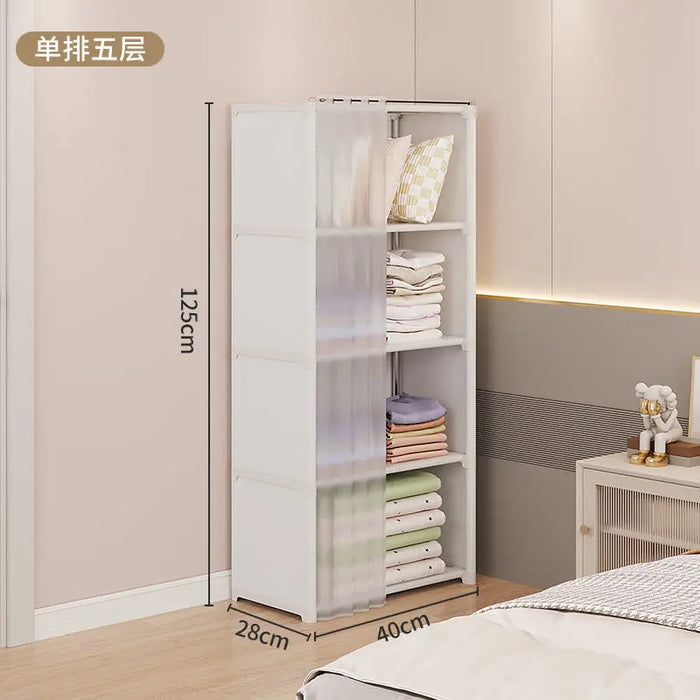 Dustproof Wardrobe Simple Assembly DIY Storage Wardrobe Bedroom Open Storage Cabinet Household Foldable Multi-layer Wardrobe