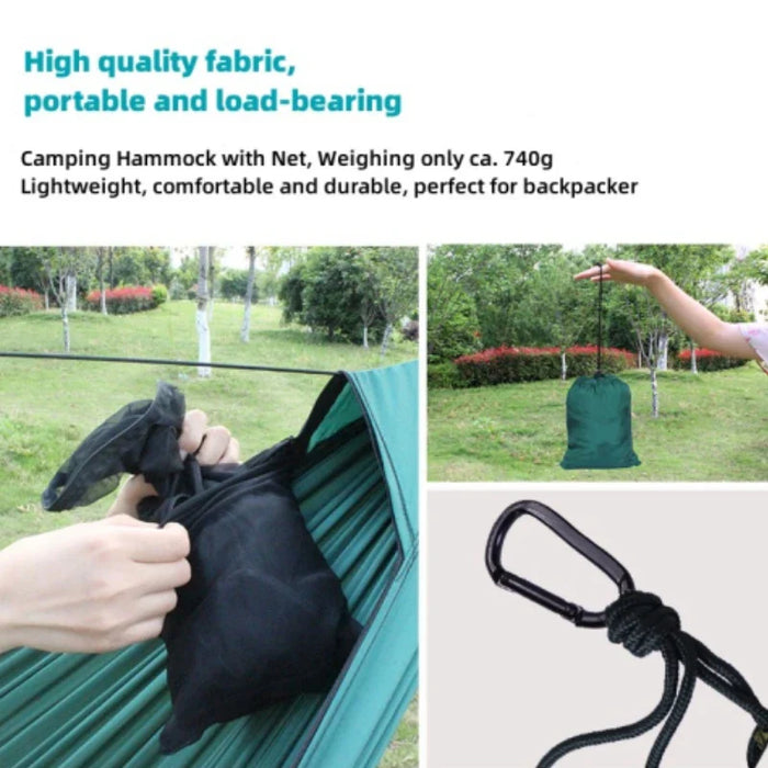 2Person Outdoor Camping Hammock 2.8x1.4m/9.2x4.6ft Lightweight Hanging Mosquito Net Hammocks Tree Straps Swing Backpack Backyard