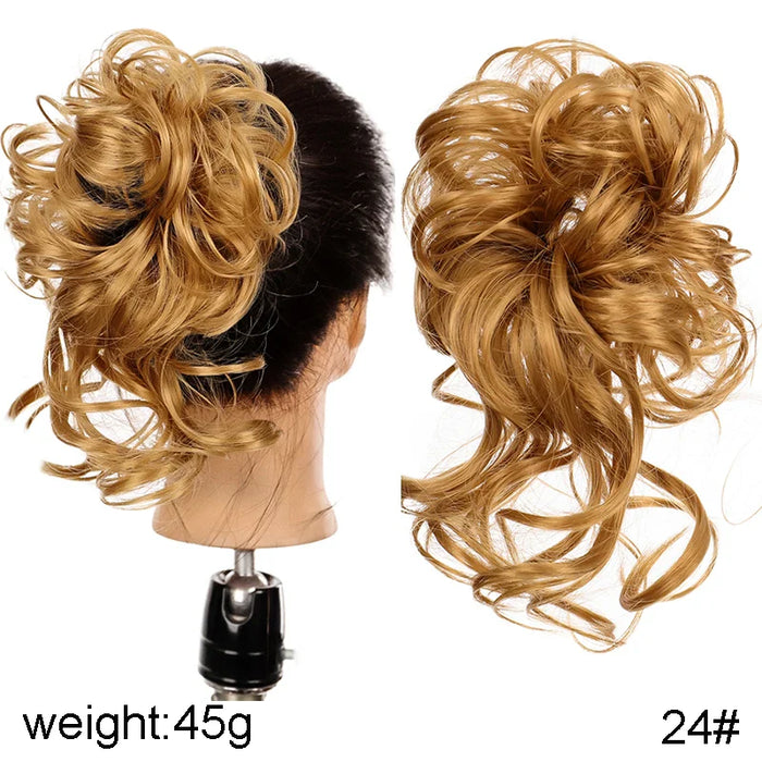 MANWEI Synthetic Curly Donut Chignon With Elastic Band Scrunchies Messy Hair Bun Updo Hairpieces Extensions for Women