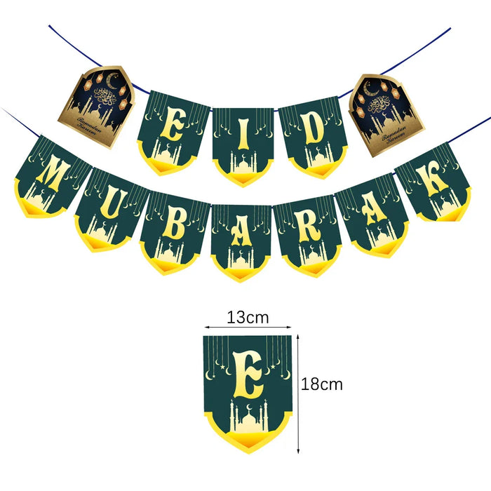 EID Mubarak Banner Ramadan Kareem Banner Party Decorations Supplies Star Moon Hanging Ornament Umrah Mubarak Decoration for Home