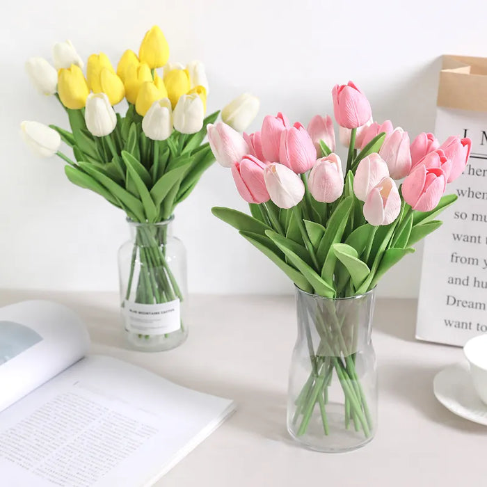 29cm Tulip Artificial Flowers Bouquet 10/5Pcs PE Foam Fake Flower for Wedding Ceremony Decoration Home Room Garden Bouquet Decor