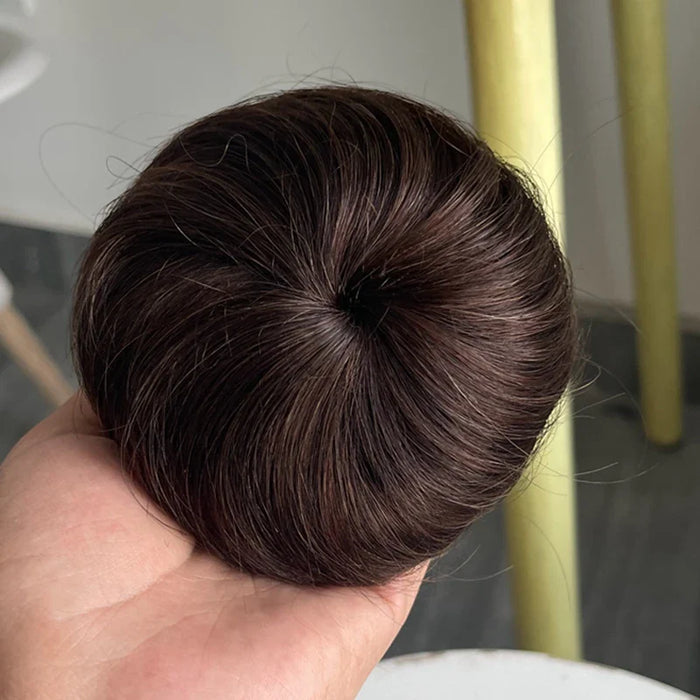 MRS HAIR Human Hair Buns Claw On Drawstring Ponytail Flexible Hair Pieces Updo Donut Chignon Clip On Buns For Wedding and Show