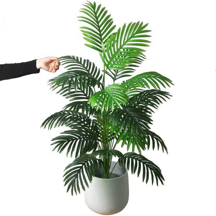 90-120cm Large Fake Palm Tree Artificial Tropical Plants Plastic Monstera Leaves Big Palm Tree Foliage for Home Garden Decor