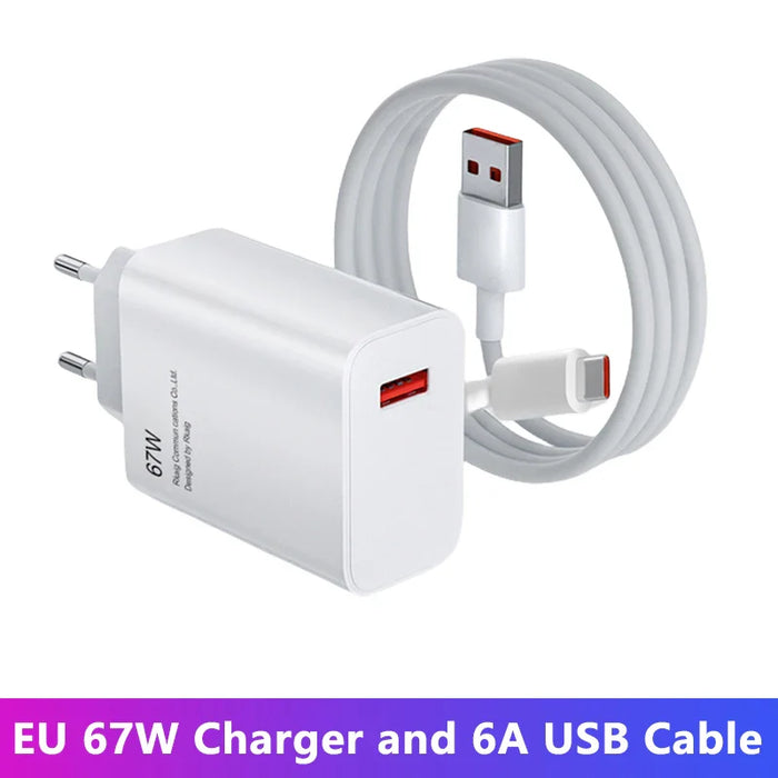 For Xiaomi Original 67W USB Super Fast Charger Power Adapter Mi 12 11 6A Type C Cable POCO X5 X4 Pro Redmi Note 9 10 11 Charging