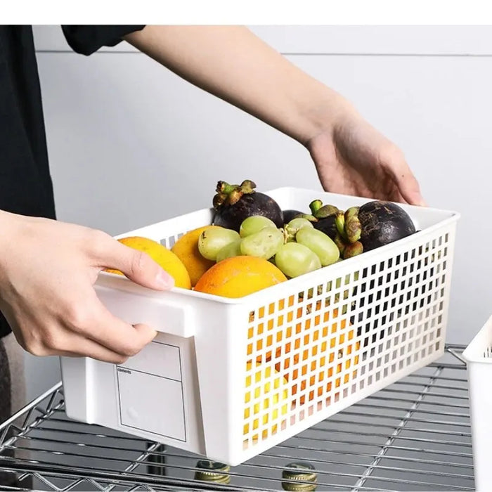 4/3PCS Crate Plastic Storage Box with Label Kitchen Basket Home Storage Supplies Desktop Cosmetic Stationery Organizer Boxes