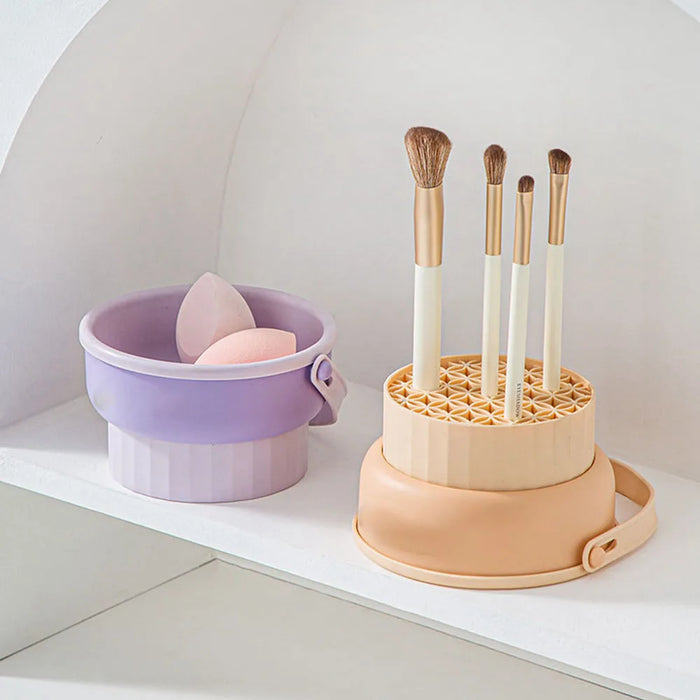 1PCS Silicone Washing Bowl Makeup Brush Cleaning Box Make-up Egg Drying Tool Set Powder Puff Washer Sponge Storage Artifact