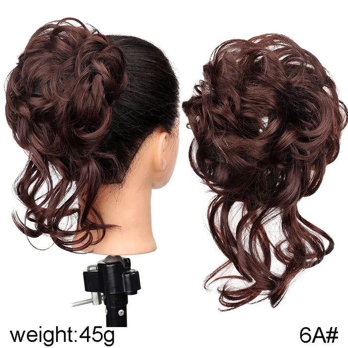 MANWEI Synthetic Curly Donut Chignon With Elastic Band Scrunchies Messy Hair Bun Updo Hairpieces Extensions for Women