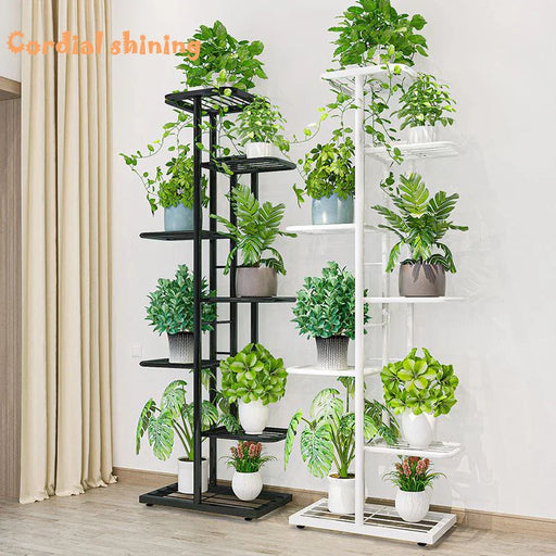 Cordlal Shining Stand For Flowers Iron 6/7/8Layers Plant Holder Storage Shelf Pot Rack Organizer Home Garden Decoration