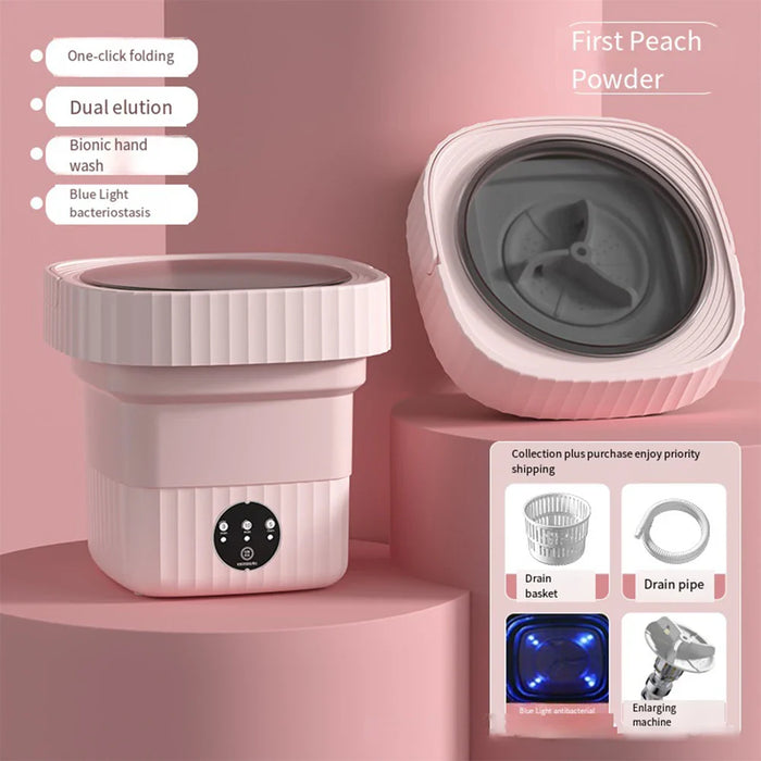 6L Portable Foldable Washing Machine Mini Underwear Sock with Spin Dryer Automatic for Baby Clothes Family Travel Camping