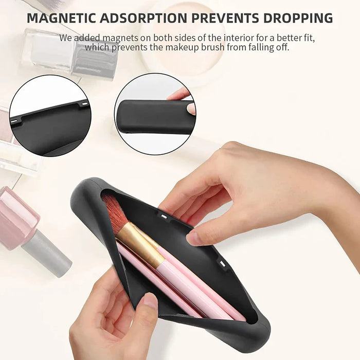 Trendy travel Makeup Brush Holder Silicon material Portable for getting ready travelling Cosmetic case makeup organizers