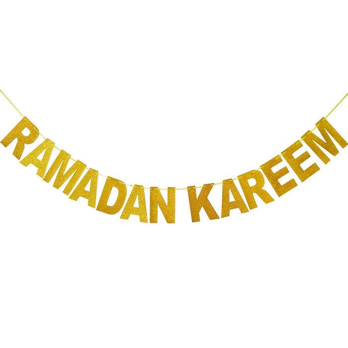 EID Mubarak Banner Ramadan Kareem Banner Party Decorations Supplies Star Moon Hanging Ornament Umrah Mubarak Decoration for Home