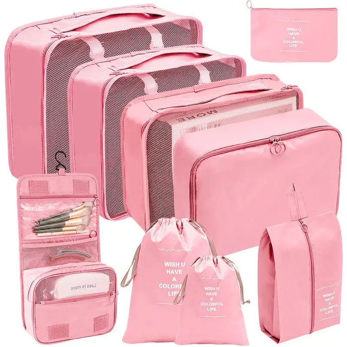 7/8/9/10 Pcs Set Travel Organizer Storage Bags Suitcase Packing Cubes Set Cases Portable Luggage Clothes Shoe Tidy Pouch Folding