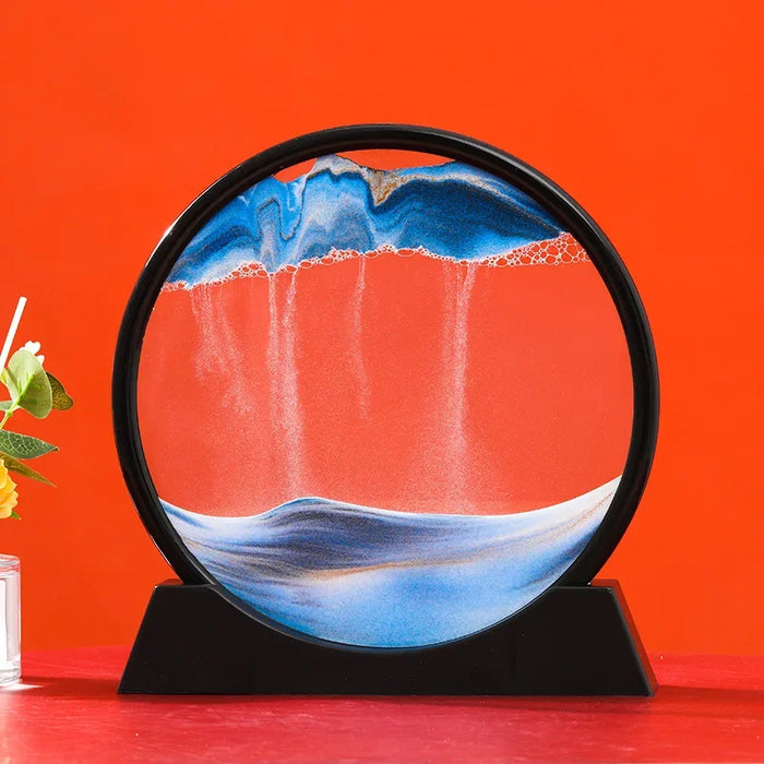 3D Moving Sand Art Picture Round Glass Deep Sea Sandscape Hourglass Quicksand Craft Flowing Sand Painting Office Home Decor Gift