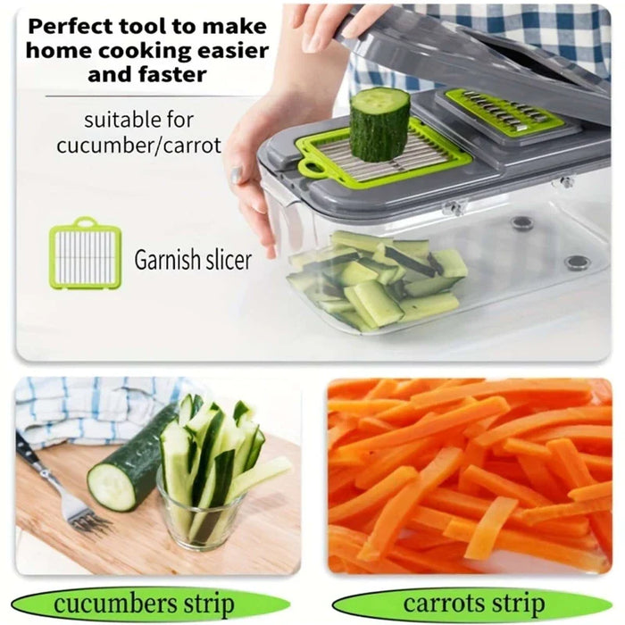 A Set Of 22-Piece Vegetable Cutter, Multifunctional Fruit Vegetable Cutter, Manual Food Grater, Container Vegetable Cutter