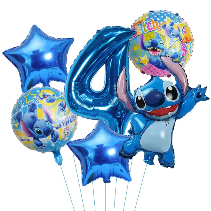 6pcs Disney Lilo & Stitch Party Balloons Stitch 32" Number Balloon set Baby Shower Birthday Party Decorations Kids Toy Gifts