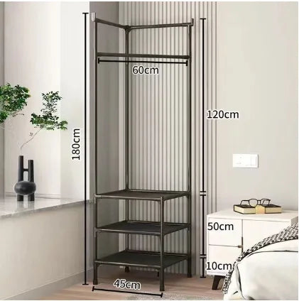 Floor Corner Rack Clothes Rack Jackets Coat Rack Children Room Shelves Shoes Storage Shelves with Hanger Home Furniture Supplies